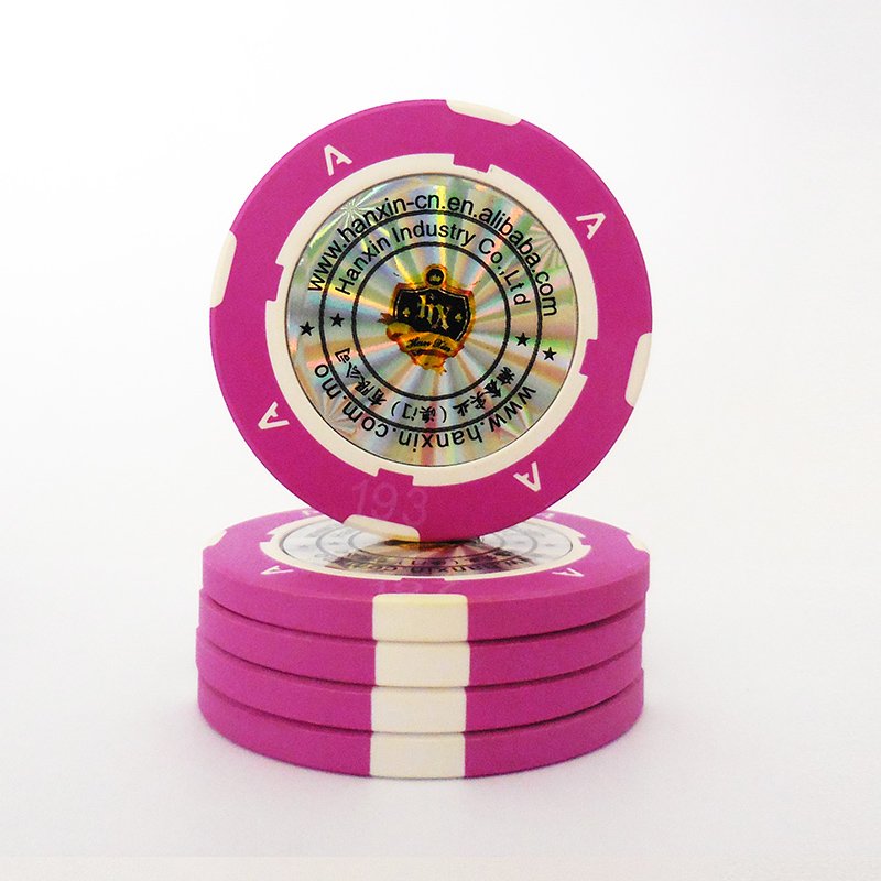 2 Color Poker Chips With Metal Inlay Custom Sticker Casino Chips