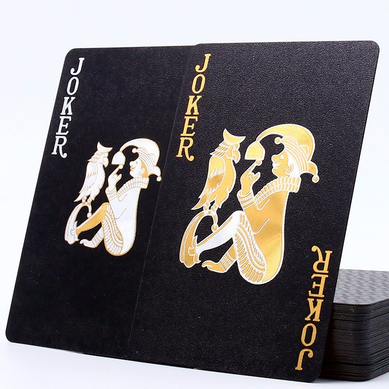 High quality custom black poker cards 100% plastic Adult game playing cards printer Waterproof smooth frost gold stamp foil