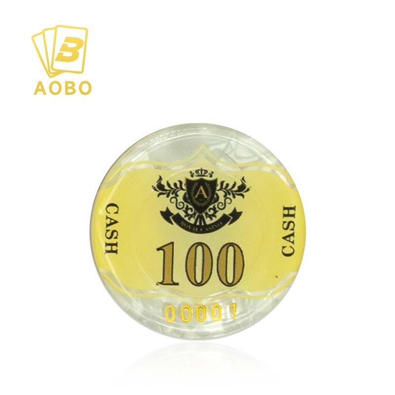 Wholesale acrylic/crystal mixed color poker chips casino special three-layer laser shield crown poker chips