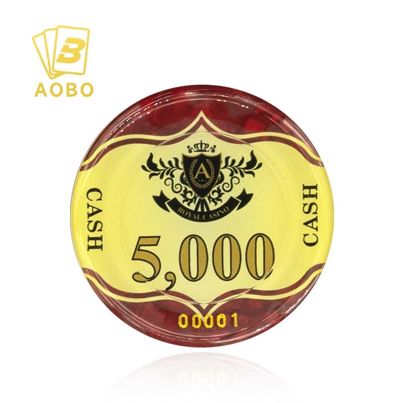 Wholesale acrylic/crystal mixed color poker chips casino special three-layer laser shield crown poker chips