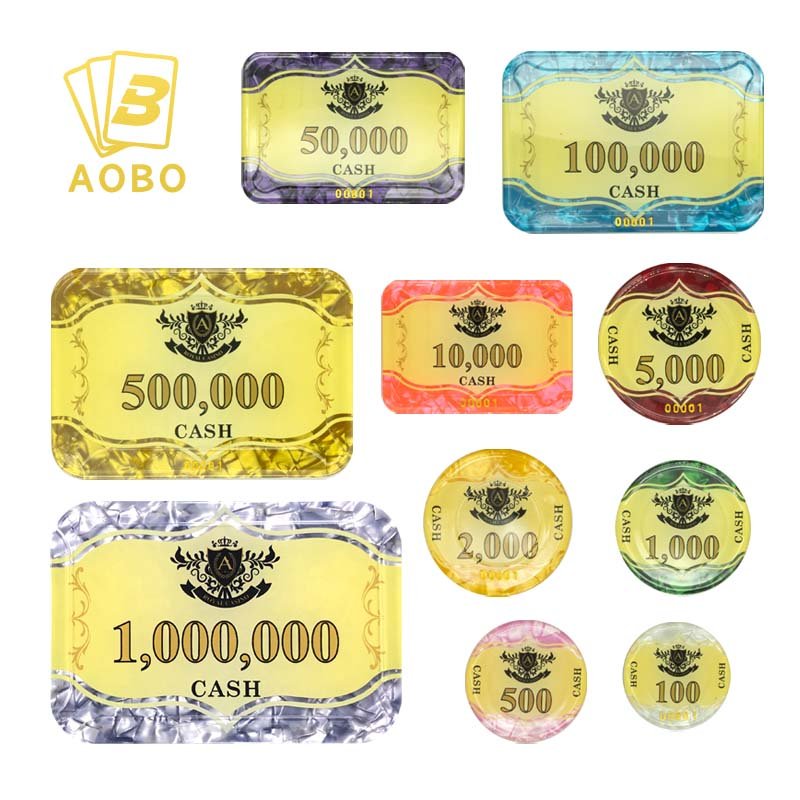 Wholesale acrylic/crystal mixed color poker chips casino special three-layer laser shield crown poker chips