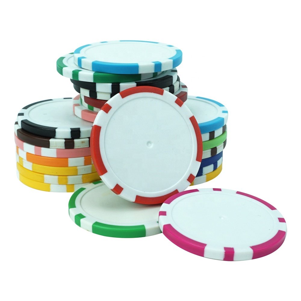 Wholesale blank 11.5g abs poker chips 40mm 8 stripe multi 12 colors chip suppliers with custom sticker for casino gambling games