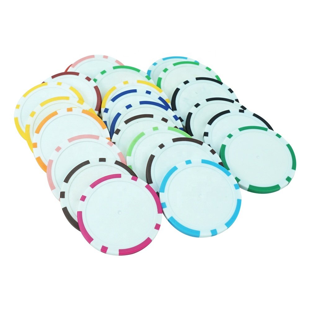 Wholesale blank 11.5g abs poker chips 40mm 8 stripe multi 12 colors chip suppliers with custom sticker for casino gambling games