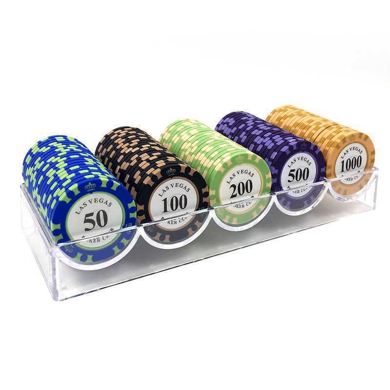 14g Clay 3-Tone Monte Carlo Poker Chip With Golden Trim Sticker