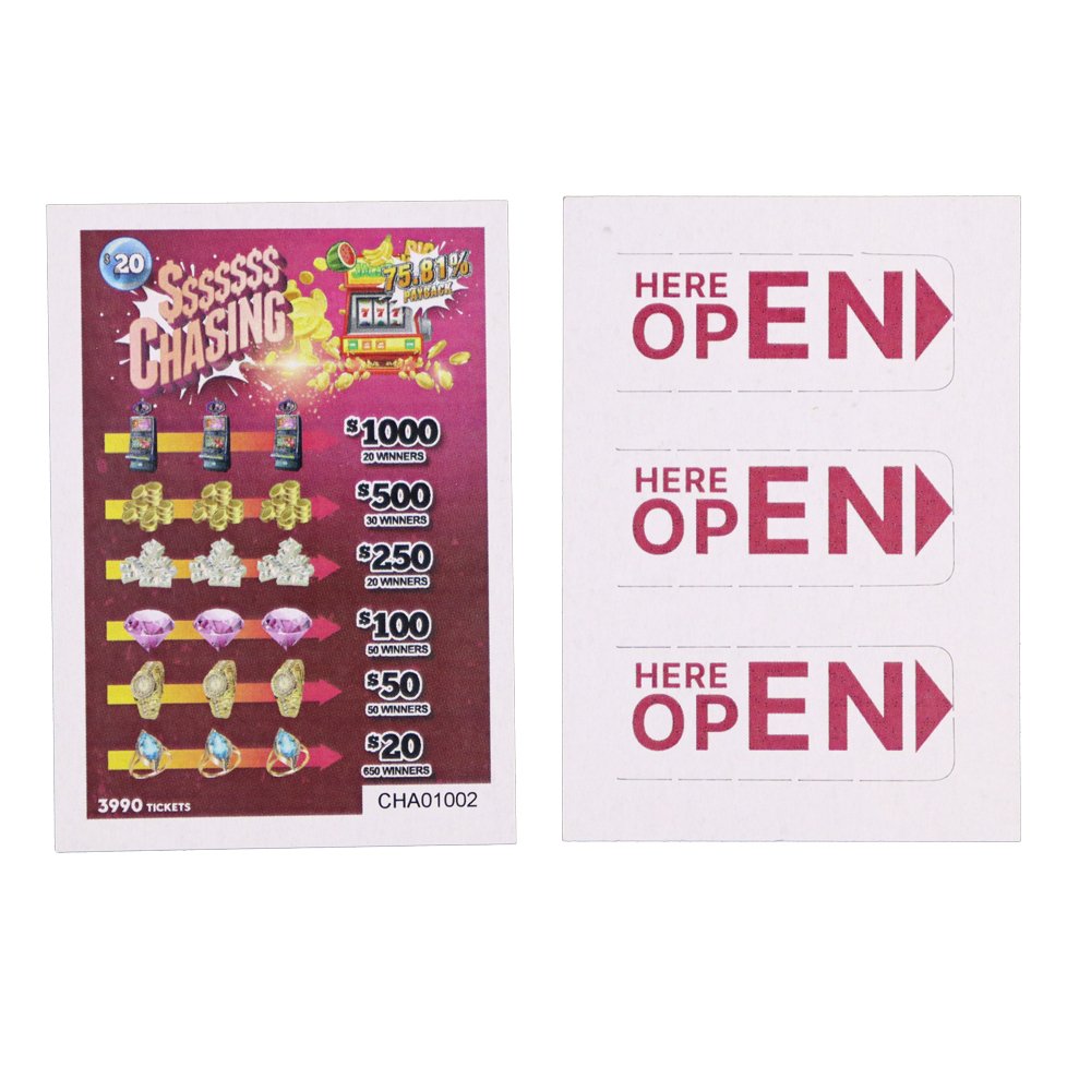 Instant Prize Break Open Ticket Double-sided High-definition Printing 3 Window Pull Tabs Gambling Tickets And Board