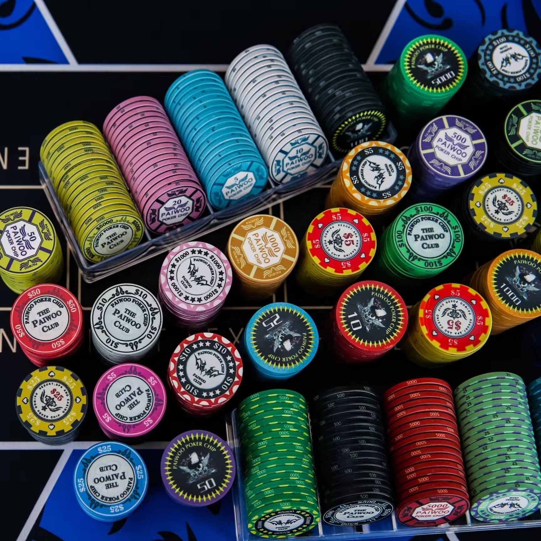 Custom Logo 300pcs Ceramic Poker Chips Set Professionally Used in Casinos