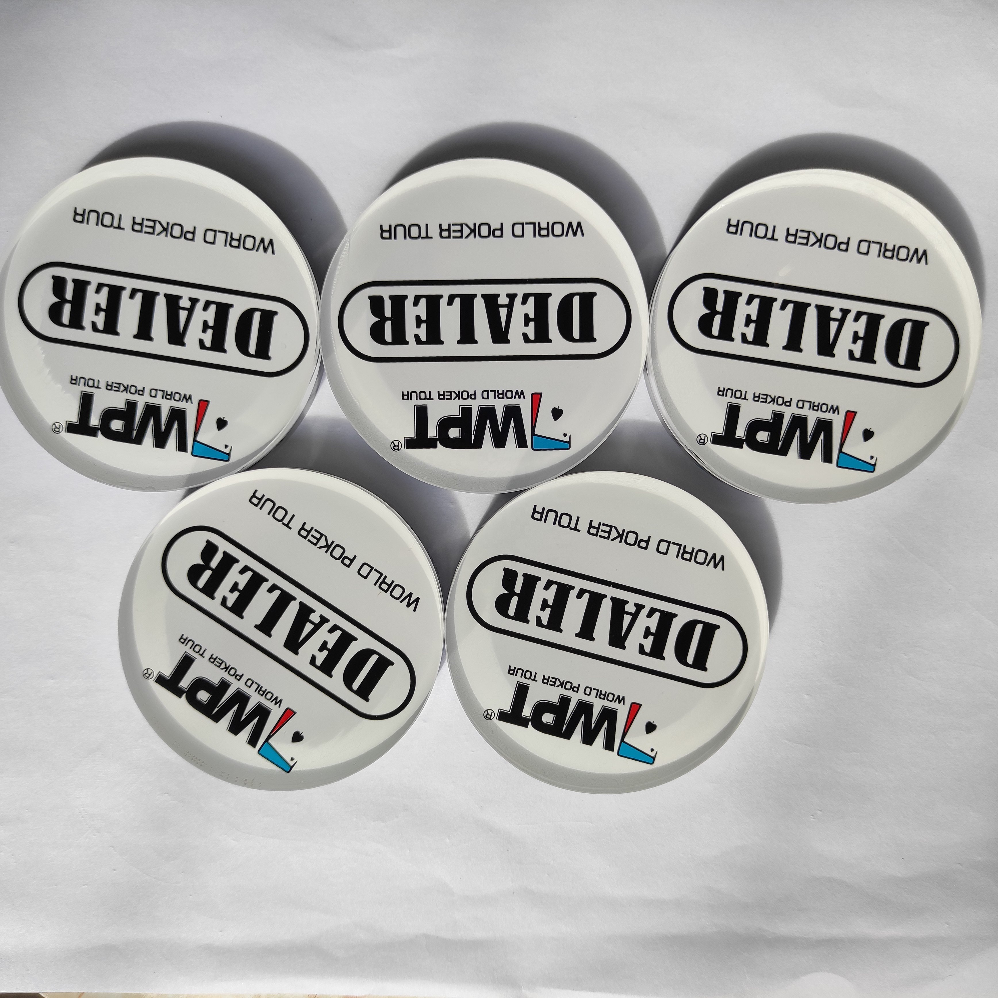 Custom made your dealer button for WORLD POKER TOUR