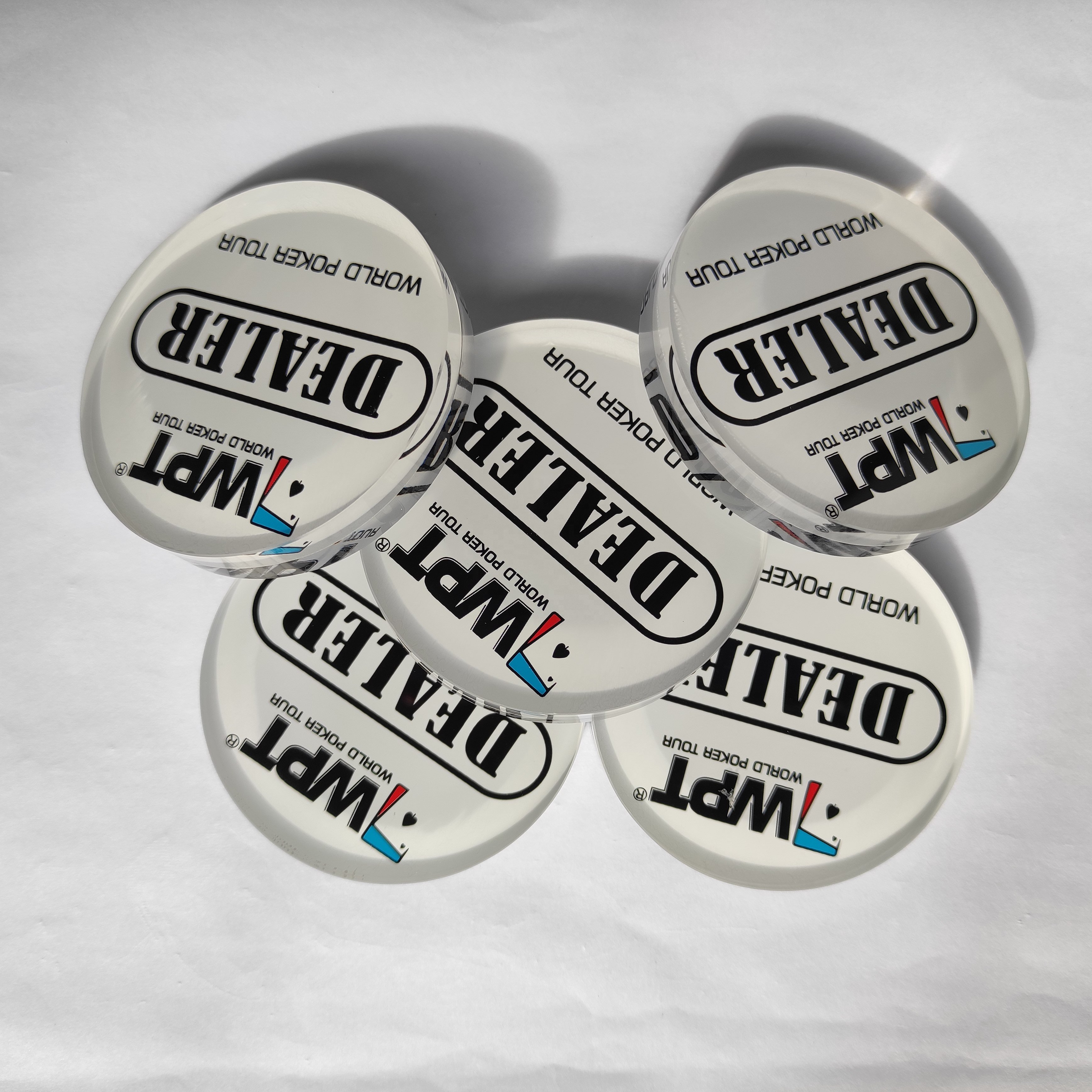 Custom made your dealer button for WORLD POKER TOUR