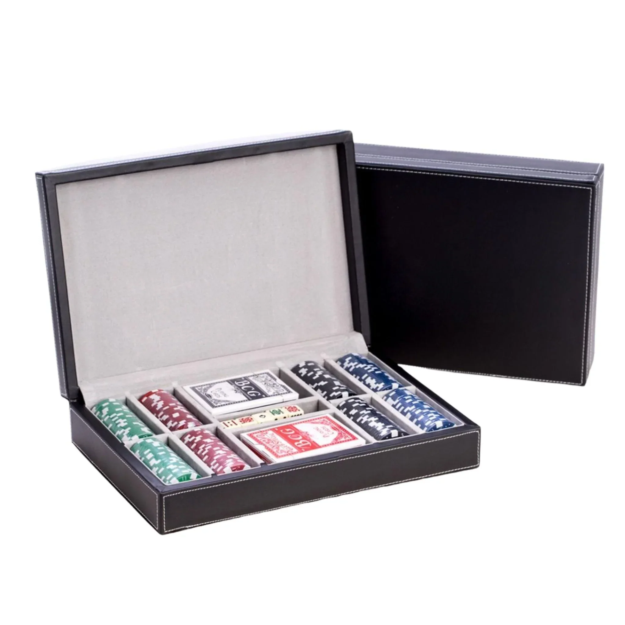 Wholesale Leather Box with 200 pcs Poker Chips Board Game Chips Box Poker Chip Set Case