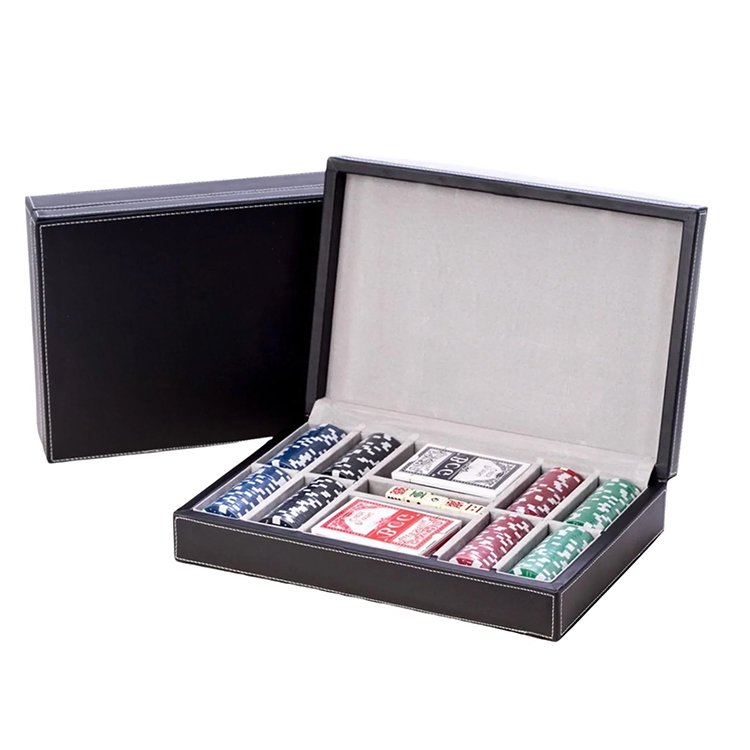 Wholesale Leather Box with 200 pcs Poker Chips Board Game Chips Box Poker Chip Set Case