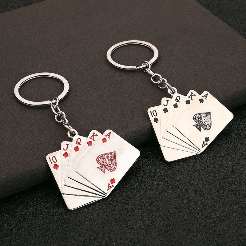 In Stock Creative Gift Metal Keychain Texas Poker Game Commemorative Poker Chip Keychain