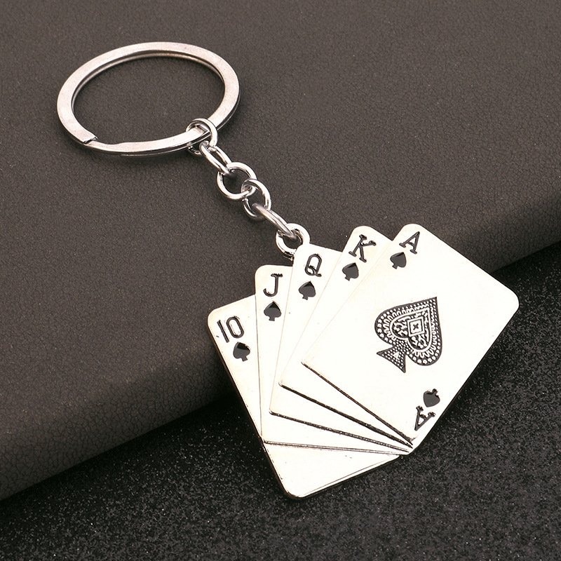 In Stock Creative Gift Metal Keychain Texas Poker Game Commemorative Poker Chip Keychain