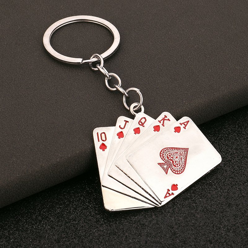In Stock Creative Gift Metal Keychain Texas Poker Game Commemorative Poker Chip Keychain