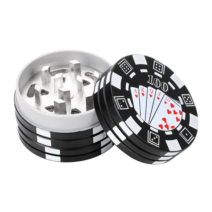 3 Layers Poker Chip Style Herb Herbal Tobacco Grinder Metal Tobacco Crusher cigarette Grinders Smoking Pipe Accessories