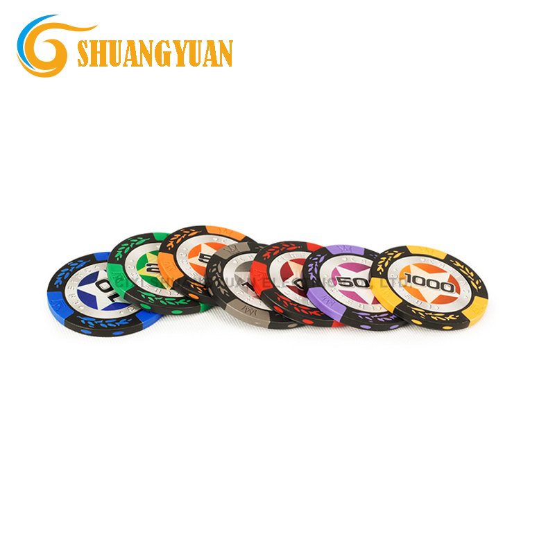 14g Clay Crown Wheat Casino Poker Chip With Shiny Star Sticker
