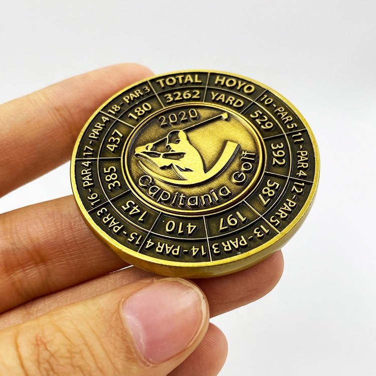 40mm custom golf high quality gold metal poker chips with removable metal marker