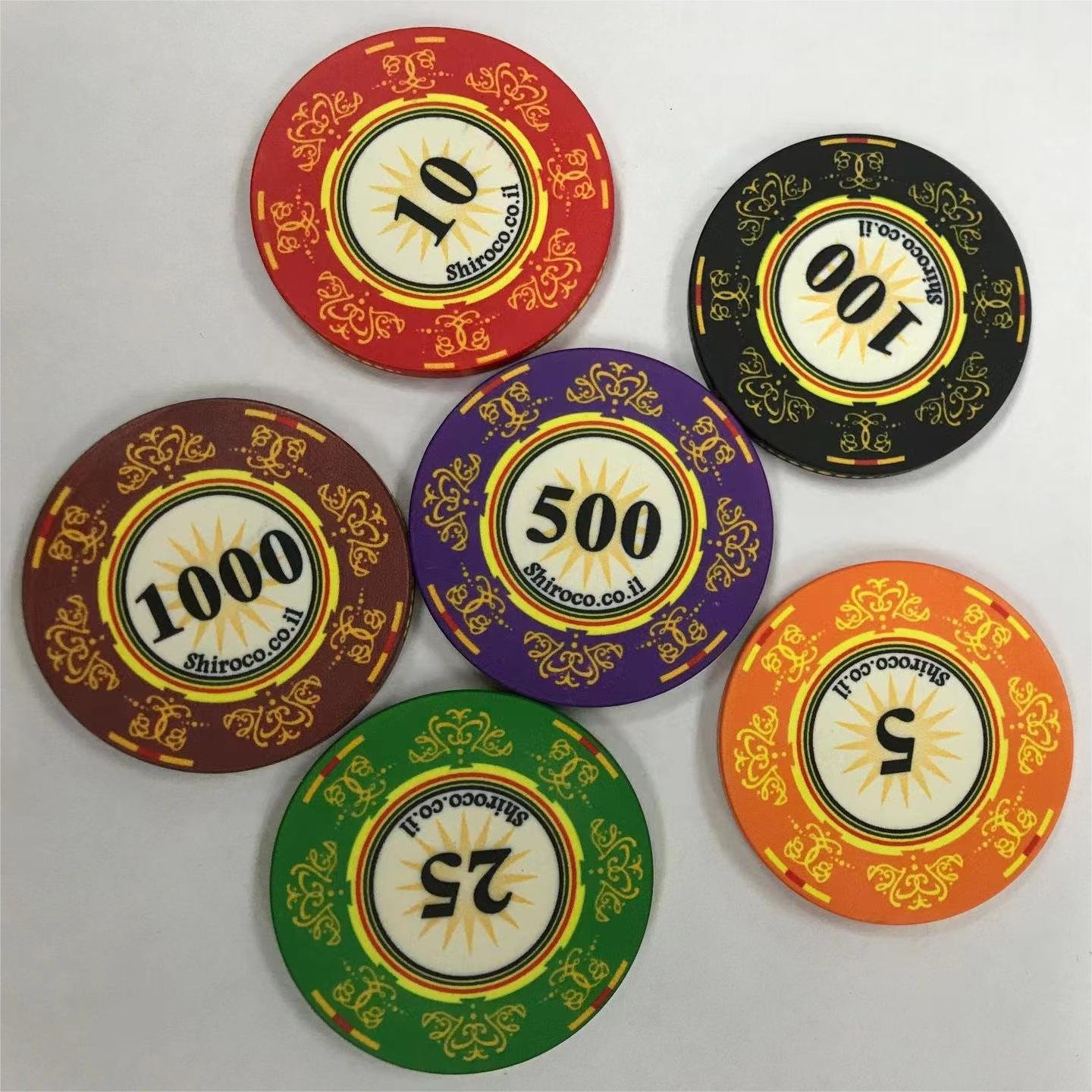 Hot Sale Good Looking And Durable Professional Club Specific Chip Coin UV Anti Counterfeiting Ceramic Poker Chips Set