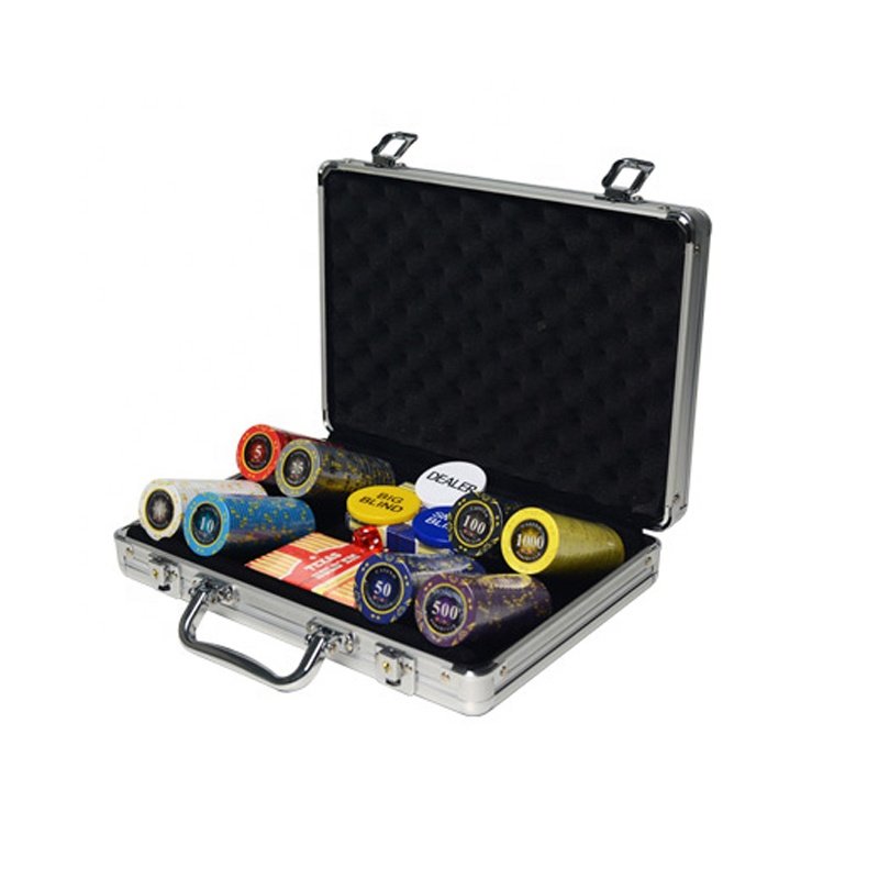 100 200 300 400 500 600 1000 PCS Custom Printed Clay Plastic Poker Chips Gift Set in Silver Aluminium Case