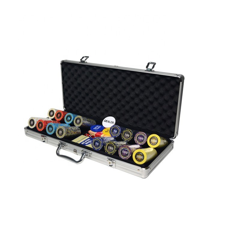 100 200 300 400 500 600 1000 PCS Custom Printed Clay Plastic Poker Chips Gift Set in Silver Aluminium Case