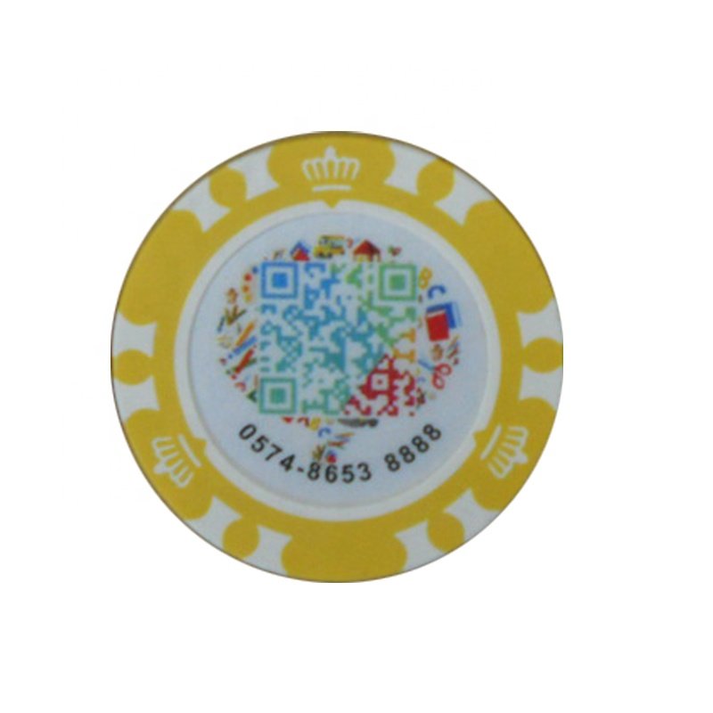 Discount coupon tokens,round casino poker chips with your QR code,custom made various color poker chip