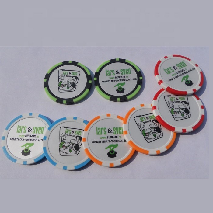 Discount coupon tokens,round casino poker chips with your QR code,custom made various color poker chip