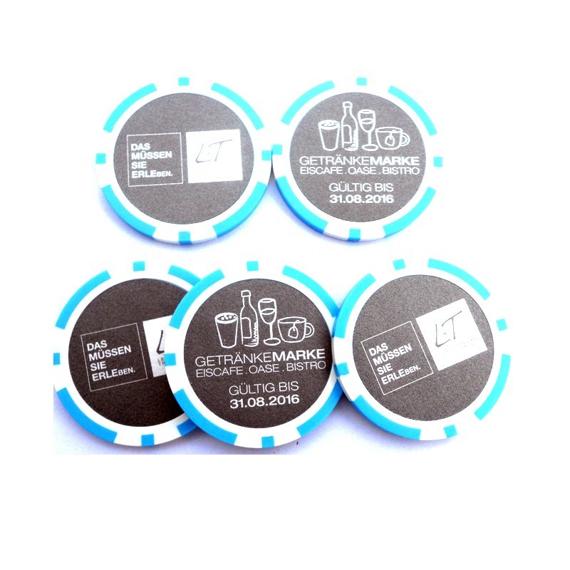 Discount coupon tokens,round casino poker chips with your QR code,custom made various color poker chip