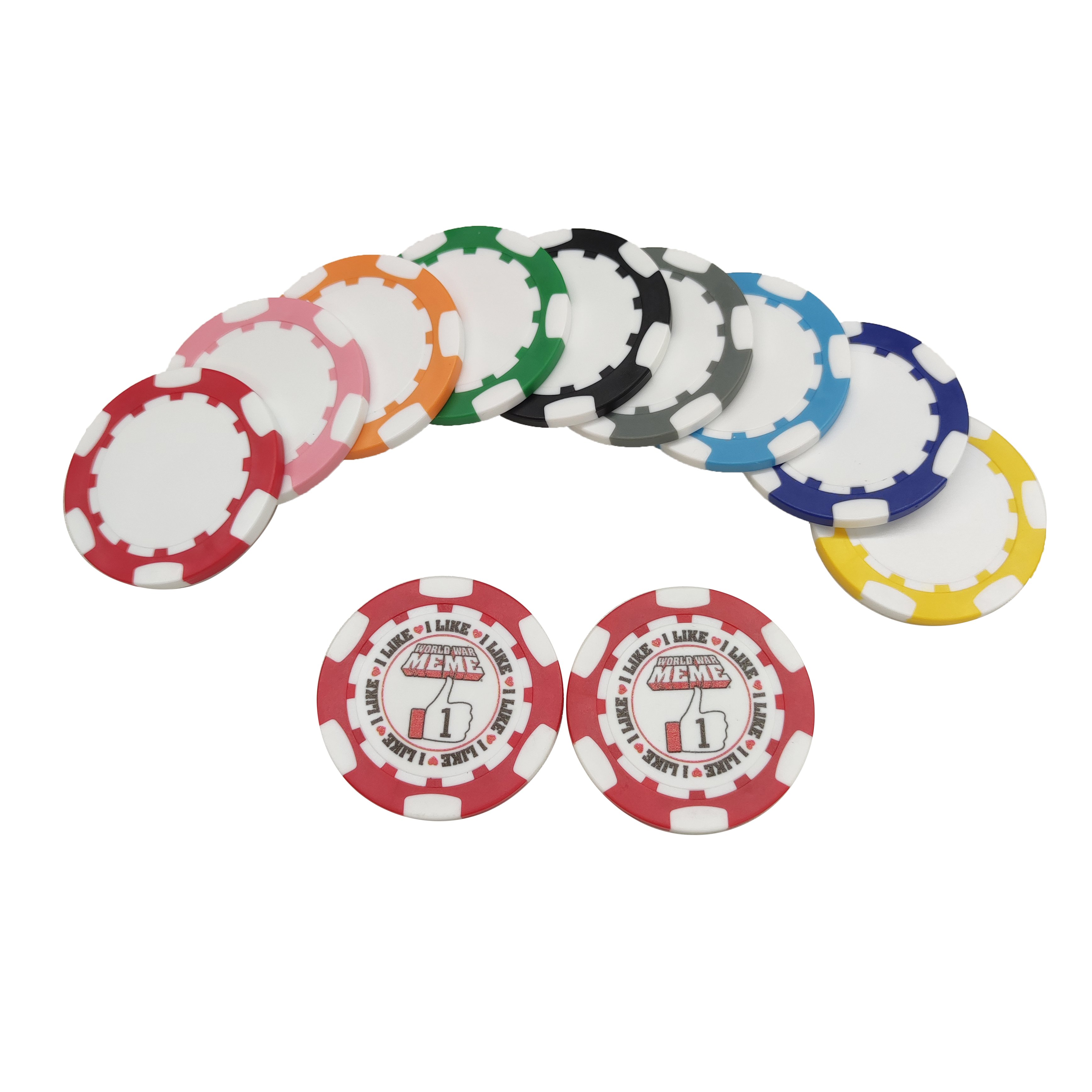 40mm ABS Golf Ball Marker Coins Token Chip UV Printing Gambling Game Clay Custom LOGO Blank Casino Royal Poker Chips Ceramic