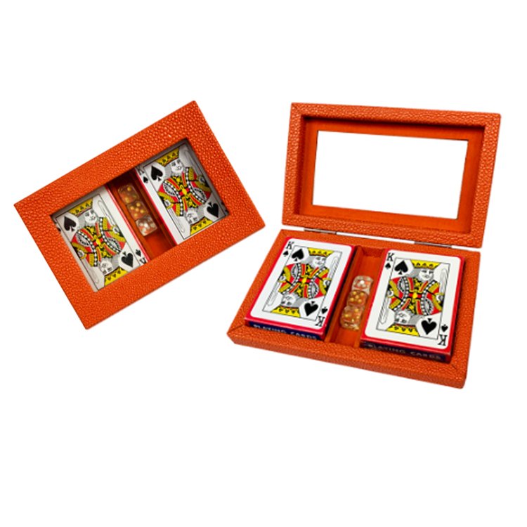 Customized leather case playing cards set poker card box with leather case