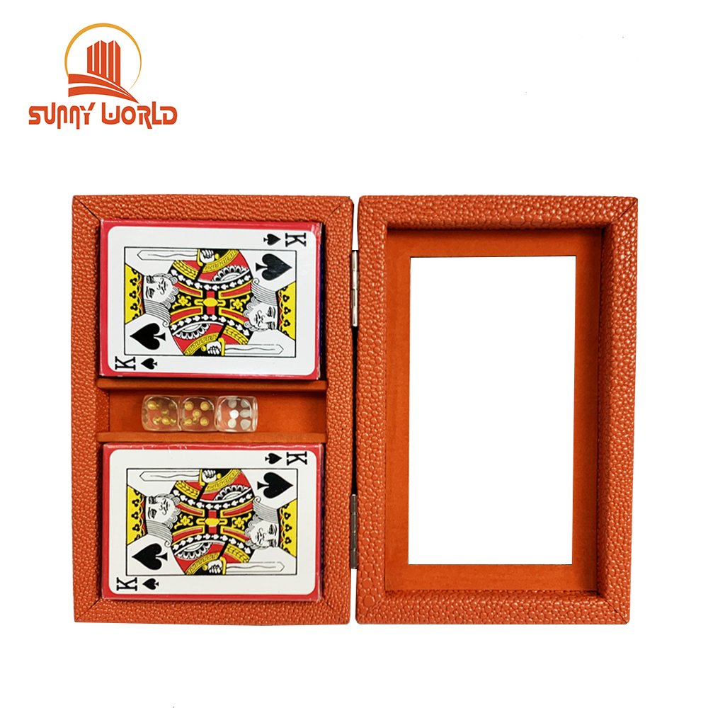 Customized leather case playing cards set poker card box with leather case