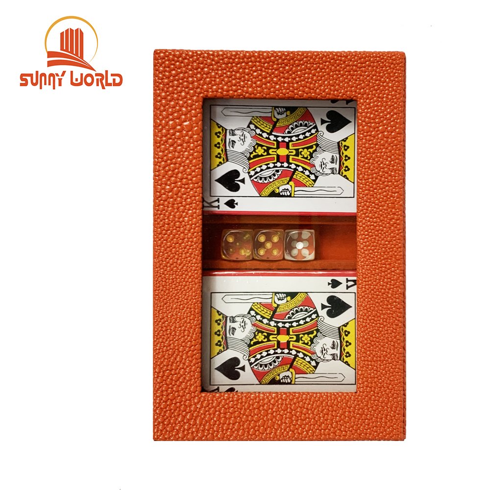 Customized leather case playing cards set poker card box with leather case