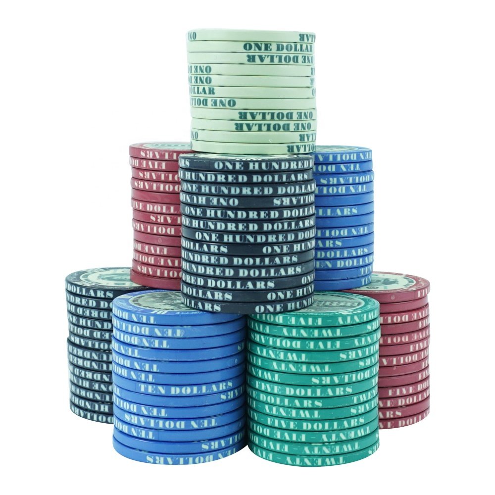 Wholesale hot sale 10g ceramic poker chips 39mm casino dollar poker chip set for cash game entertainment toy