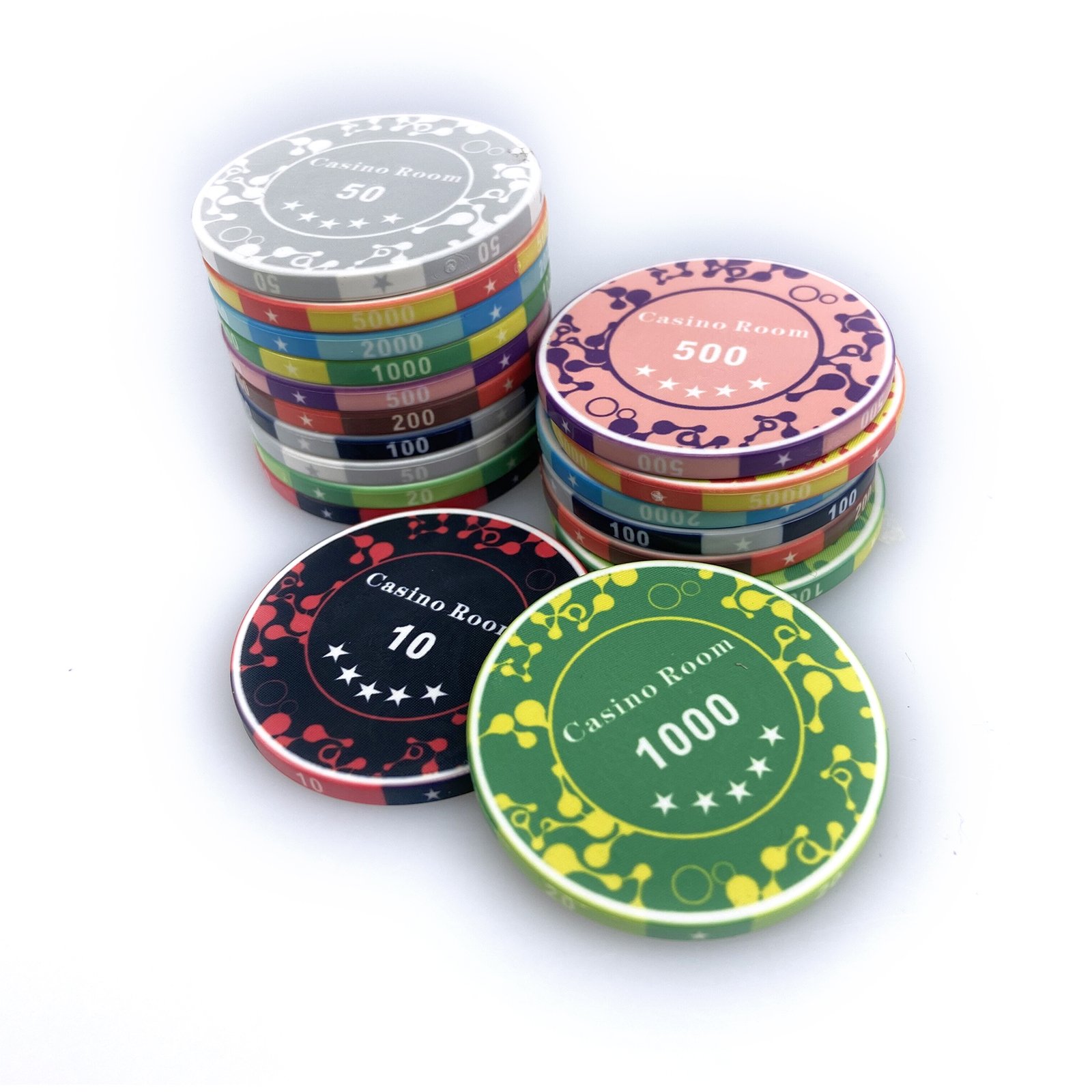 Gambling Game Personalized Handmade Ceramic Poker Chips Sector Chips With Value In Size 39mm*3.5mm Of 10g Keramik