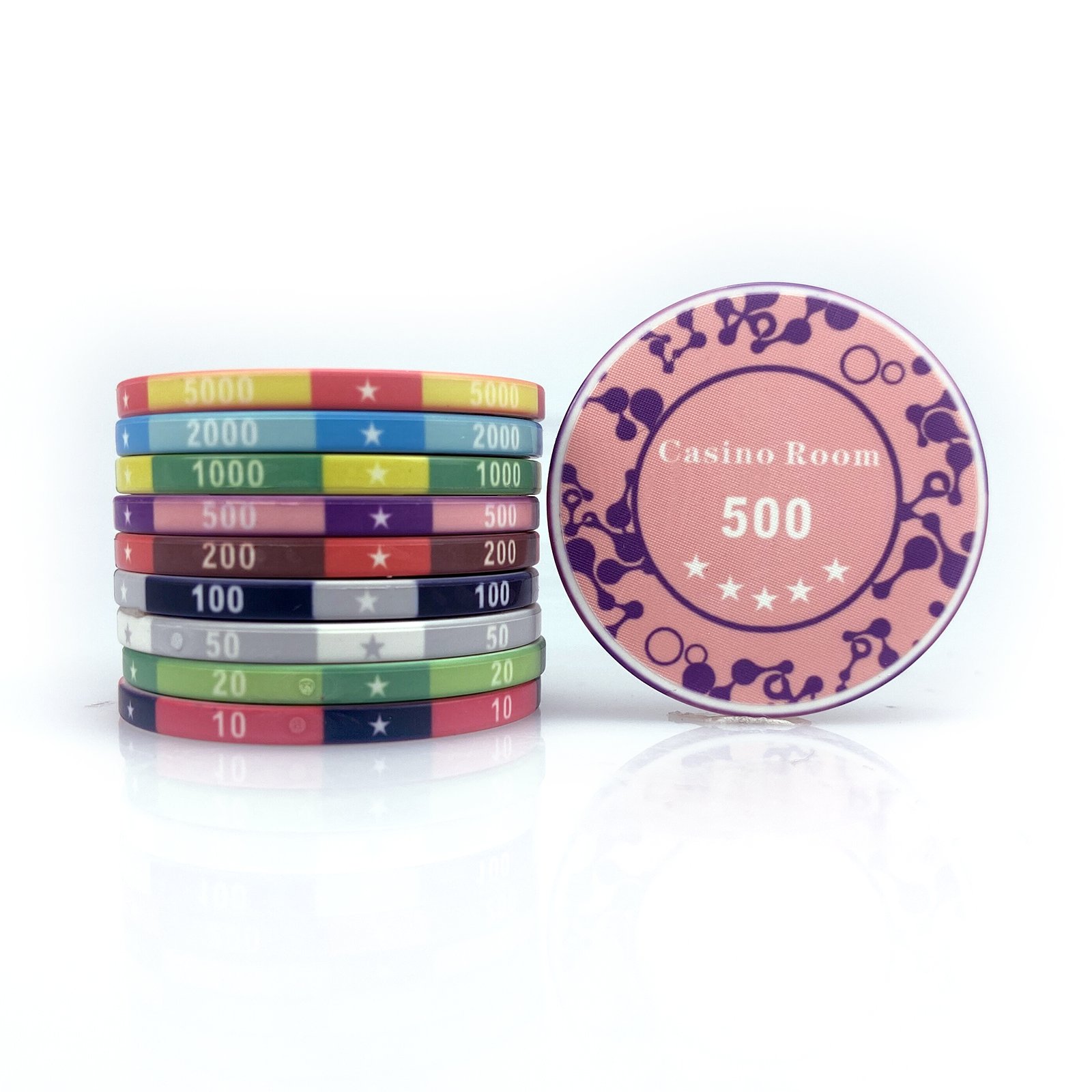 Gambling Game Personalized Handmade Ceramic Poker Chips Sector Chips With Value In Size 39mm*3.5mm Of 10g Keramik