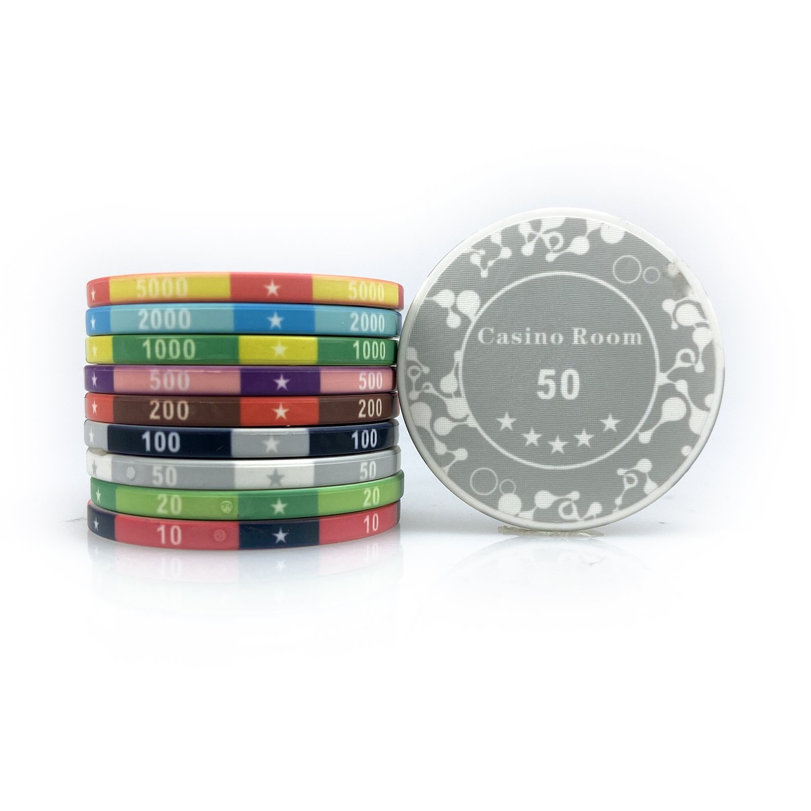 Gambling Game Personalized Handmade Ceramic Poker Chips Sector Chips With Value In Size 39mm*3.5mm Of 10g Keramik