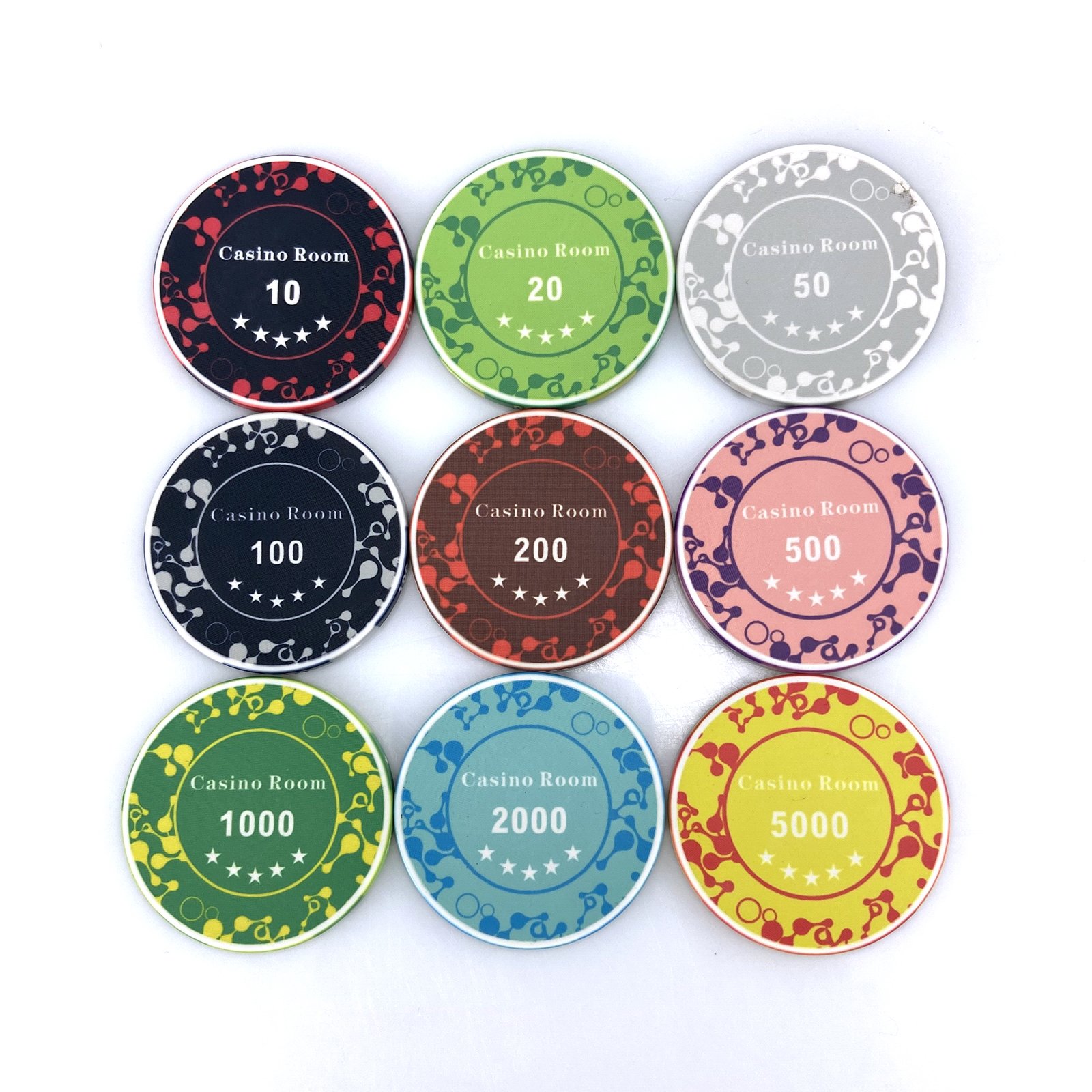 Gambling Game Personalized Handmade Ceramic Poker Chips Sector Chips With Value In Size 39mm*3.5mm Of 10g Keramik