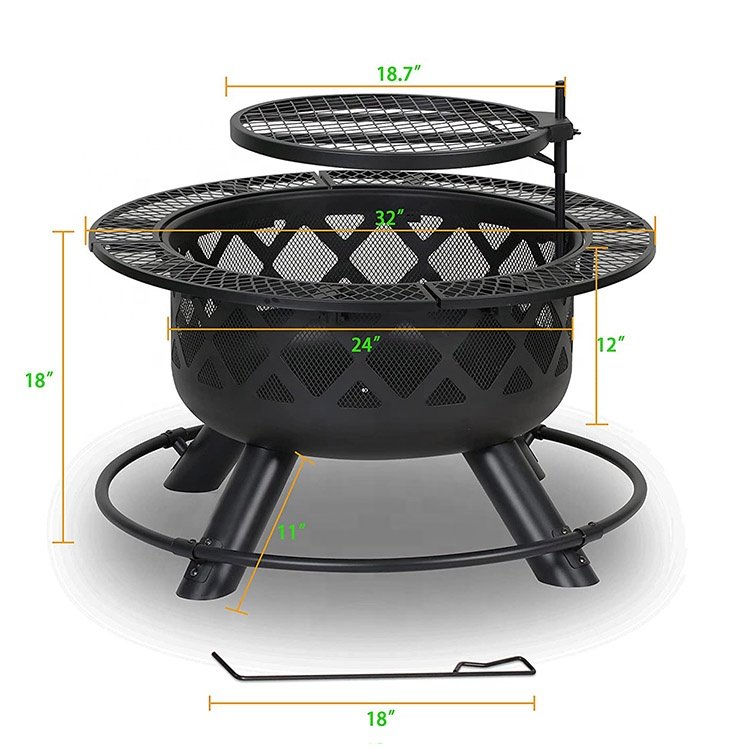 Hot sale luxury style large BBQ fire pit Outdoor wood burning fire pit with BBQ grill