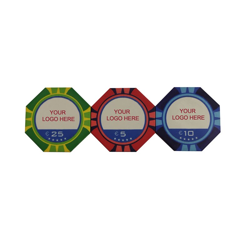 High Quality Custom Rectangle Octangle Plaques With Case Tray Clay Printing Design LOGO Gambling Game Casino Ceramic Poker Chip