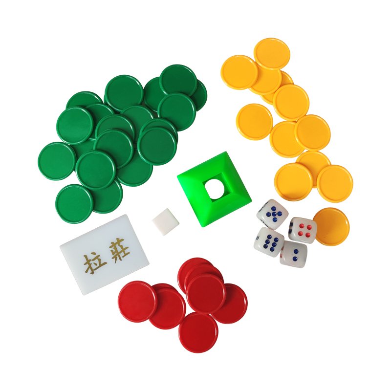 Taiwan Mahjong Game Set - Double Layer 144 tiles, 4 Rules, 3 Dices, 1 Weather Flag and Lazhuang, Poker Chips -Brown PVC Long Box