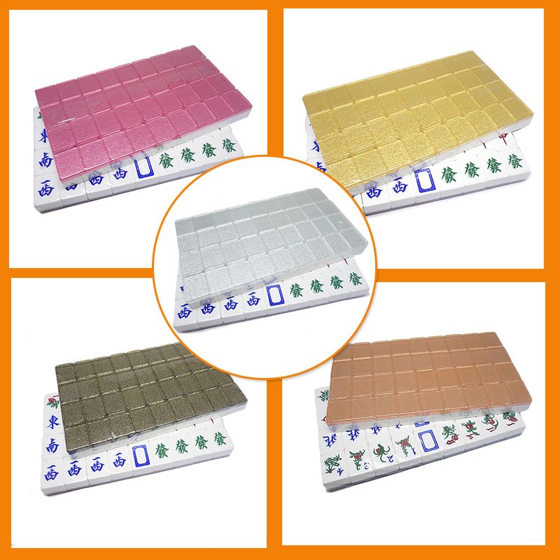Taiwan Mahjong Game Set - Double Layer 144 tiles, 4 Rules, 3 Dices, 1 Weather Flag and Lazhuang, Poker Chips -Brown PVC Long Box