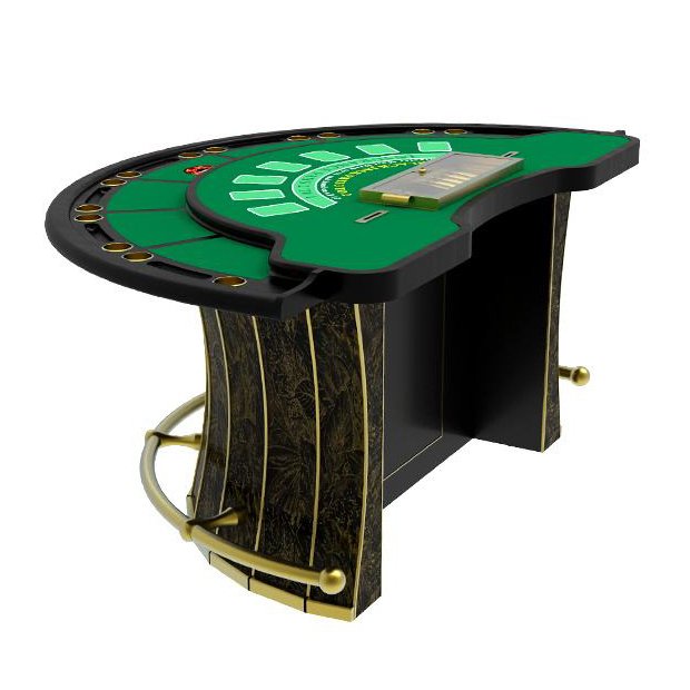 YH Luxurious Black Jack Gamble Table Casino Mesa De Blackjack Poker Table With Chips Tray Foot Rest