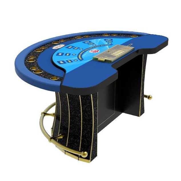 YH Luxurious Black Jack Gamble Table Casino Mesa De Blackjack Poker Table With Chips Tray Foot Rest