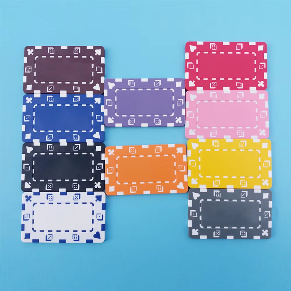 ABS Chips Rectangular Chips Poker Flowers Multiple Color Blank Solid Classic Casino Poker Chips Board Game