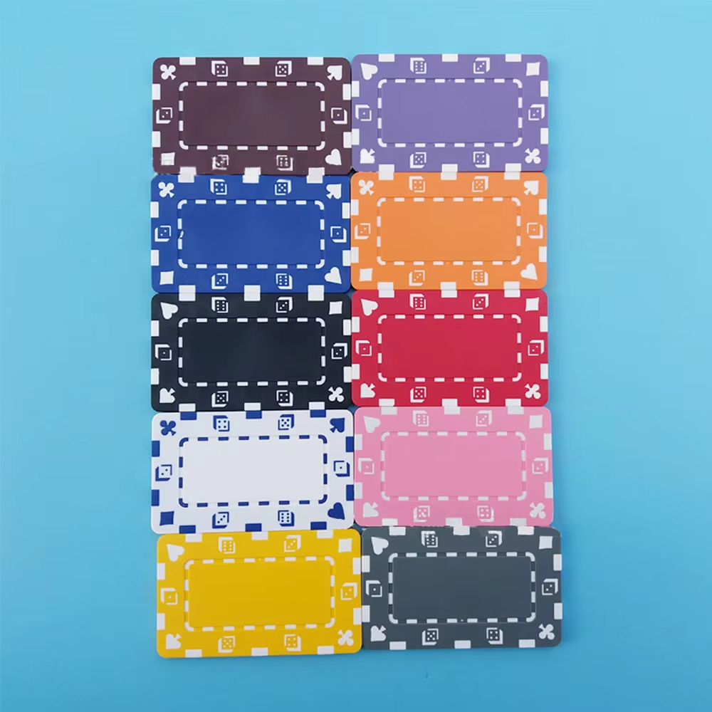 ABS Chips Rectangular Chips Poker Flowers Multiple Color Blank Solid Classic Casino Poker Chips Board Game