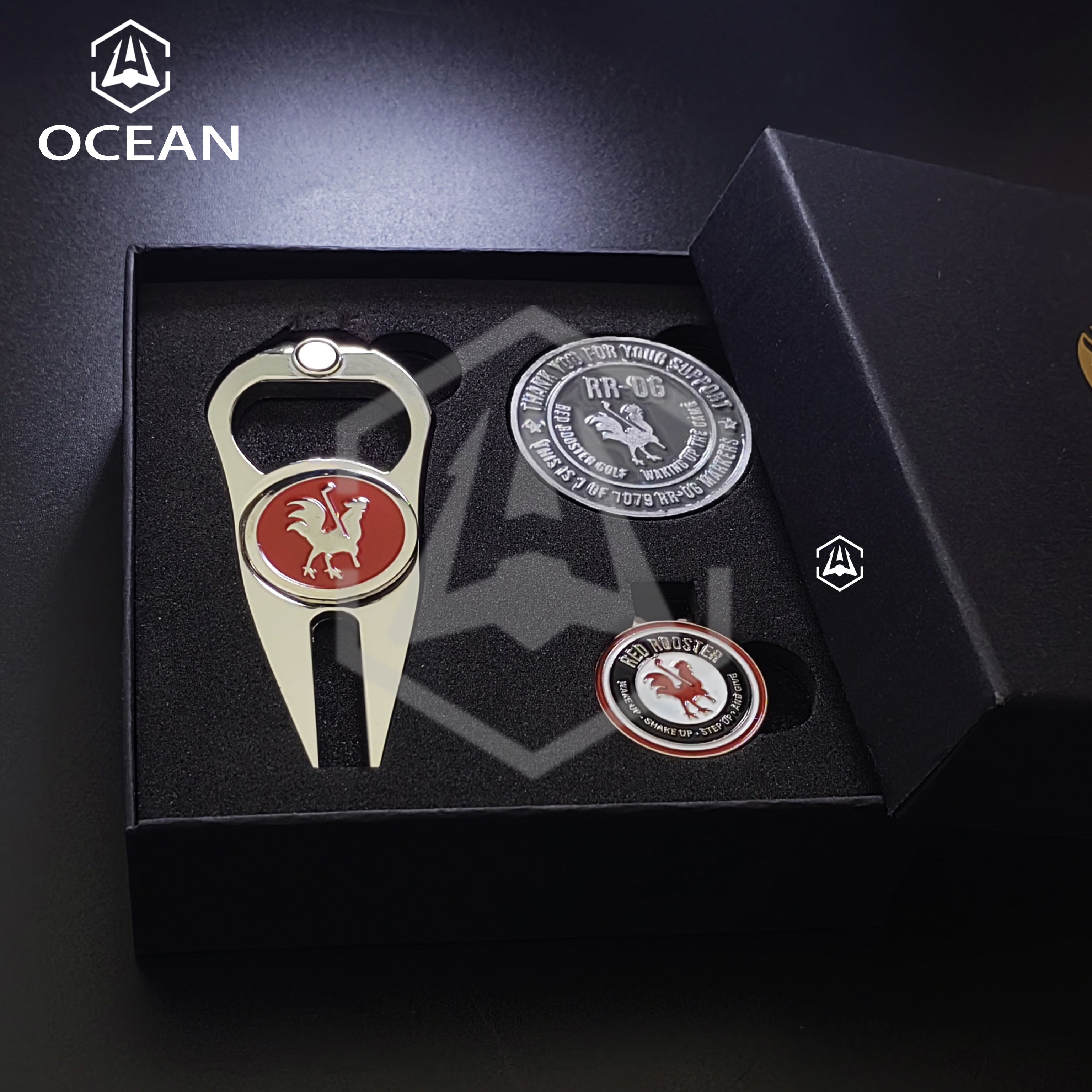 Custom Logo Stainless Steel Switchblade Foldable Zinc Alloy Custom Golf Divot Tool Hat Clip Poker Chip Ball Marker