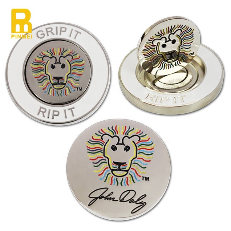 40MM 2 sided brass metal golf poker chip coin / embossed brass ball marker