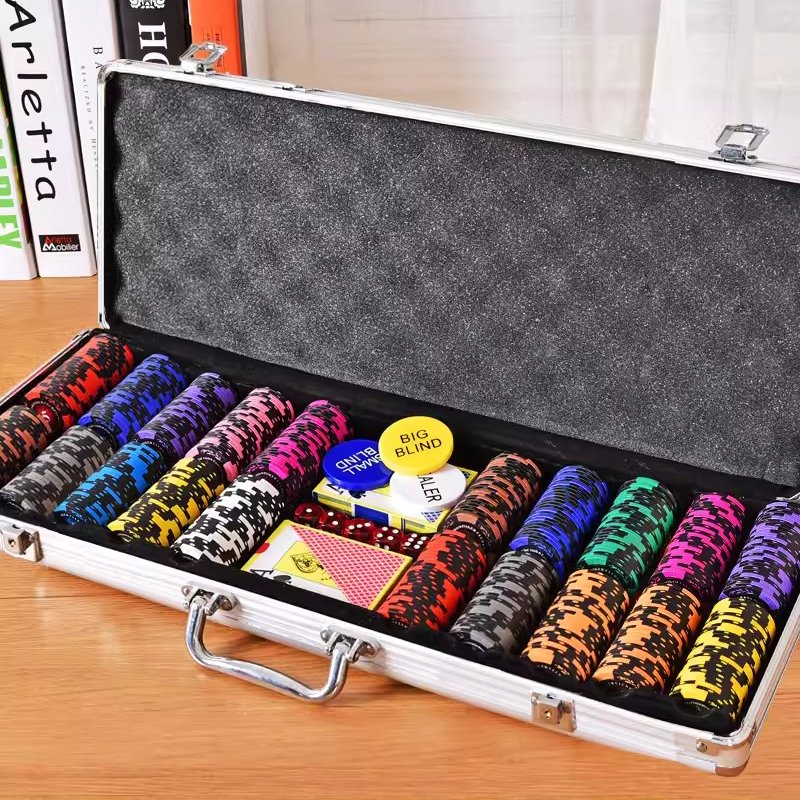 Texas hold 'em poker chip box Silver hand-held aluminum box baccarat Black Jack blackjack card room storage box