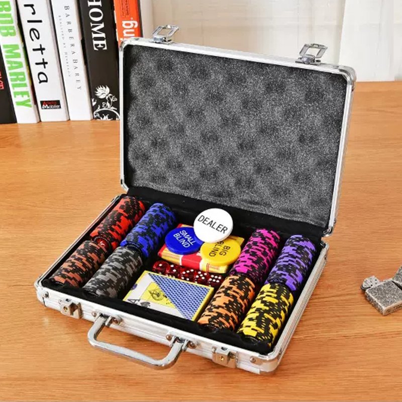 Texas hold 'em poker chip box Silver hand-held aluminum box baccarat Black Jack blackjack card room storage box