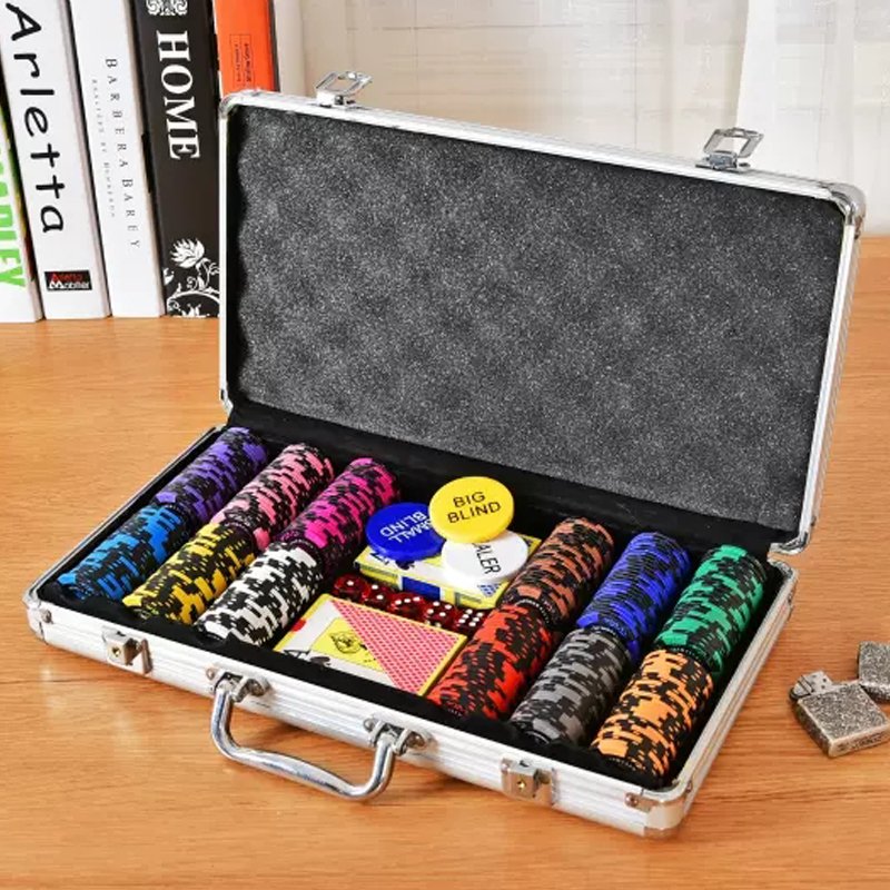 Texas hold 'em poker chip box Silver hand-held aluminum box baccarat Black Jack blackjack card room storage box
