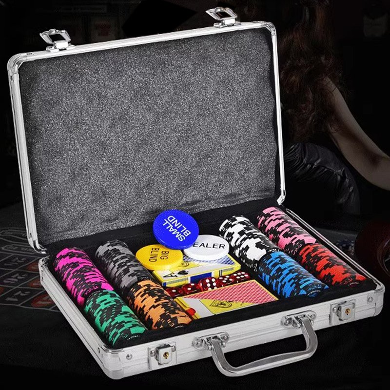 Texas hold 'em poker chip box Silver hand-held aluminum box baccarat Black Jack blackjack card room storage box