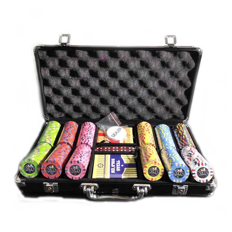 Cards mould ceramic poker chips set 300 custom made your logo and color with black aluminum case packing